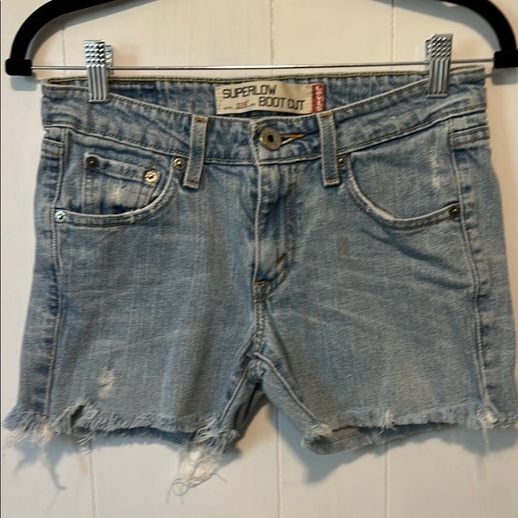 Levi's Blue Jean Shorts with Distressed Hem - Picture 1 of 5